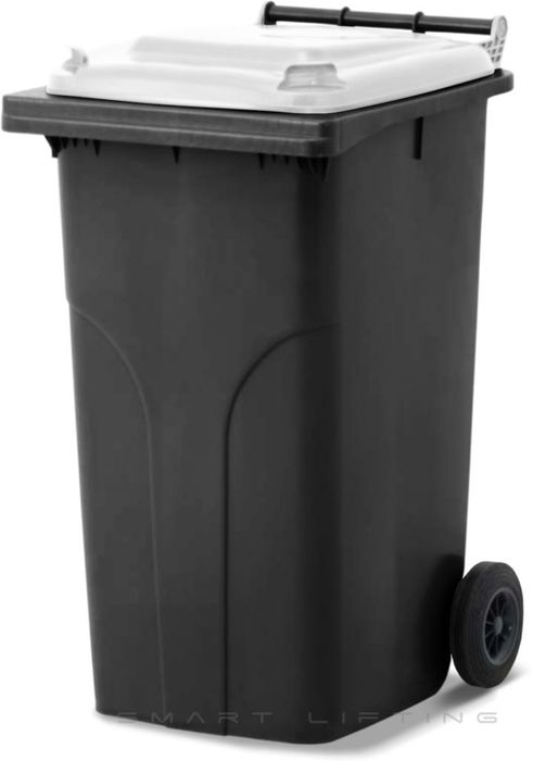 MGB240-KW // Simpro 240L Black/White Wheelie Bin, HDPE, with 2x 200mm outset wheels