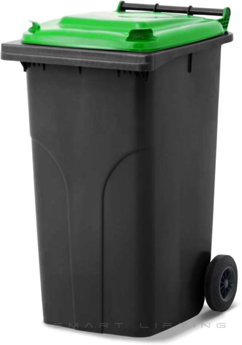 MGB240-KL // Simpro 240L Wheelie Bin, Black/Lime HDPE, with 2x 200mm outset wheels