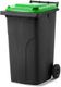 MGB240-KL // Simpro 240L Wheelie Bin, Black/Lime HDPE, with 2x 200mm outset wheels