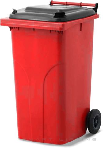 MGB240-RK // Simpro 240L Red/Black Wheelie Bin, HDPE, with 2x 200mm outset wheels