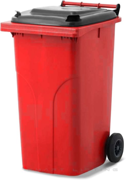 MGB240-RK // Simpro 240L Red/Black Wheelie Bin, HDPE, with 2x 200mm outset wheels