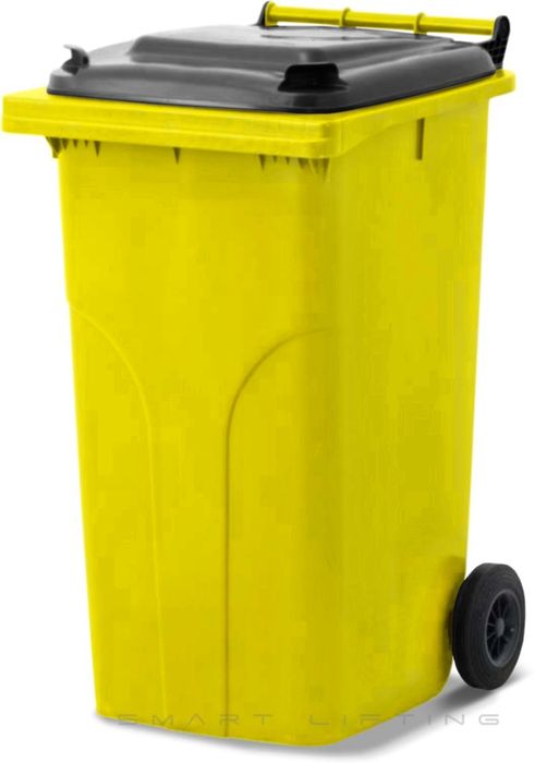 MGB240-YK // Simpro 240L Wheelie Bin, Yellow/Black HDPE, with 2x 200mm outset wheels