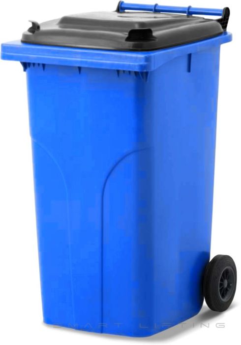 MGB240-BK // Simpro 240L Blue/Black Wheelie Bin, HDPE, with 2x 200mm outset wheels