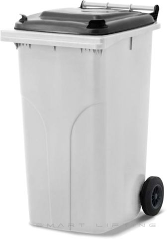 MGB240-WK // Simpro 240L White/Black Wheelie Bin, HDPE, with 2x 200mm outset wheels