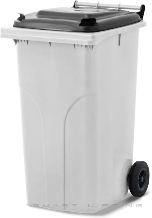 MGB240-WK // Simpro 240L White/Black Wheelie Bin, HDPE, with 2x 200mm outset wheels