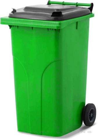 MGB240-LK // Simpro 240L Lime/Black Wheelie Bin, HDPE, with 2x 200mm outset wheels