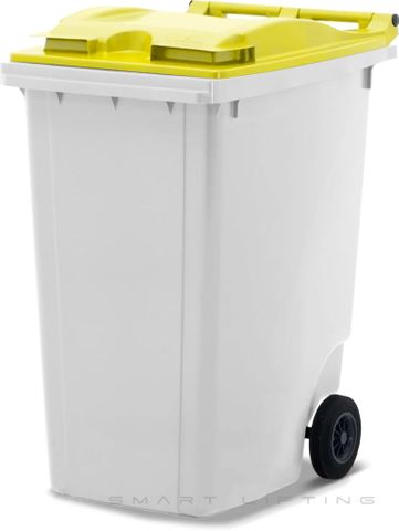 MGB360-WY // Simpro 360L White/Yellow Wheelie Bin, HDPE, with 2x 200mm inset wheels