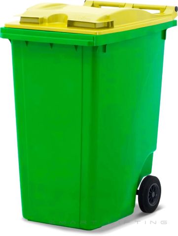MGB360-LY // Simpro 360L Lime/Yellow Wheelie Bin, HDPE, with 2x 200mm inset wheels
