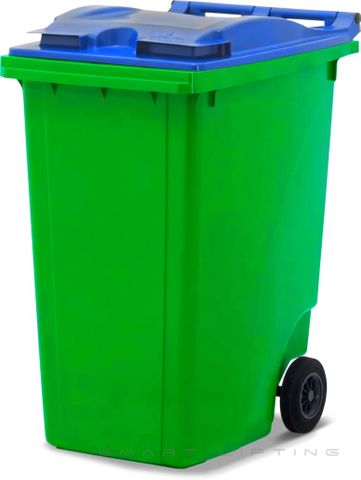 MGB360-LB // Simpro 360L Lime/Blue Wheelie Bin, HDPE, with 2x 200mm inset wheels