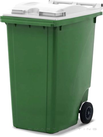 MGB360-GW // Simpro 360L Wheelie Bin, Green/White HDPE, with 2x 200mm inset wheels