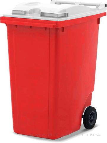 MGB360-RW // Simpro 360L Red/White Wheelie Bin, HDPE, with 2x 200mm inset wheels