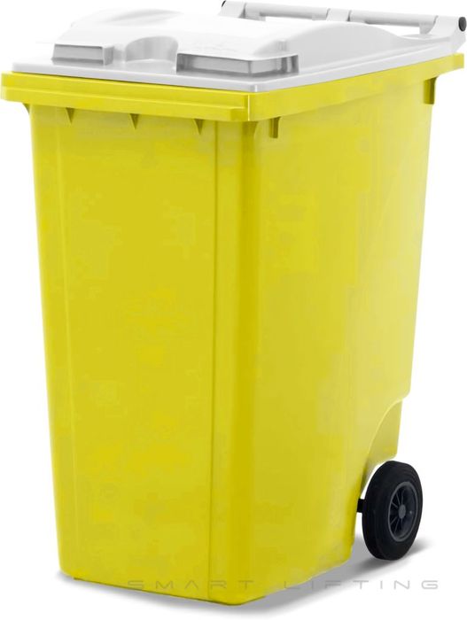 MGB360-YW // Simpro 360L Yellow/White Wheelie Bin, HDPE, with 2x 200mm inset wheels