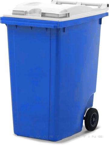 MGB360-BW // Simpro 360L Wheelie Bin, Blue/White HDPE, with 2x 200mm inset wheels