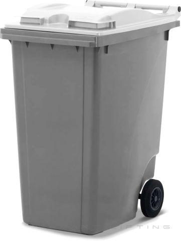 MGB360-SW // Simpro 360L Silver/White Wheelie Bin, HDPE, with 2x 200mm inset wheels