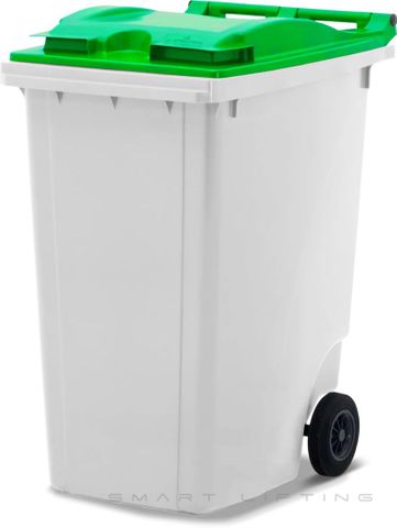 MGB360-WL // Simpro 360L White/Lime Wheelie Bin, HDPE, with 2x 200mm inset wheels