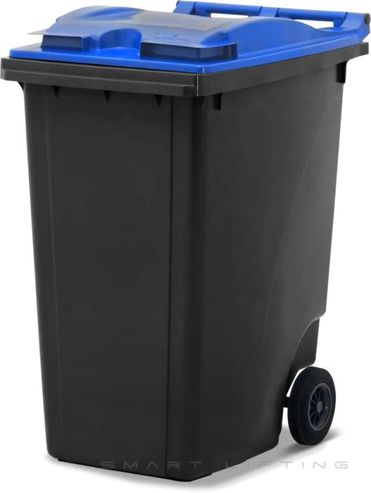 MGB360-KB // Simpro 360L Wheelie Bin, Black/Blue HDPE, with 2x 200mm inset wheels