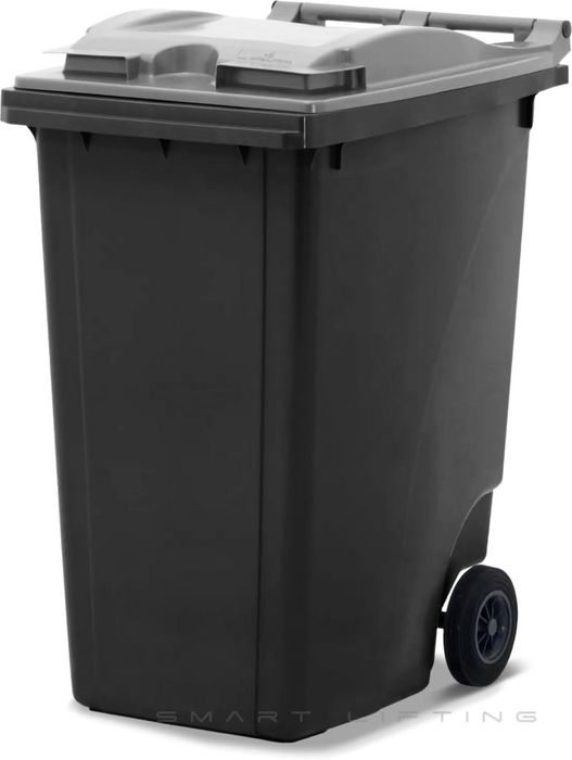 MGB360-KS // Simpro 360L Wheelie Bin, Black/Silver HDPE, with 2x 200mm inset wheels