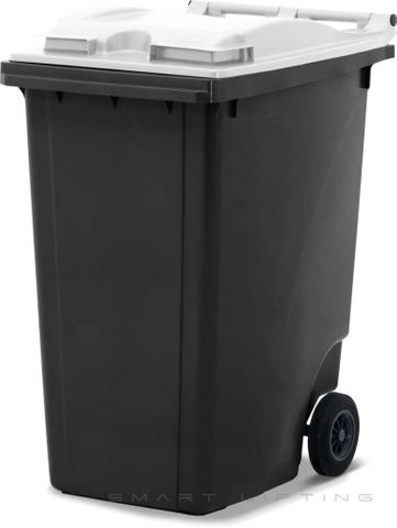 MGB360-KW // Simpro 360L Black/White Wheelie Bin, HDPE, with 2x 200mm inset wheels