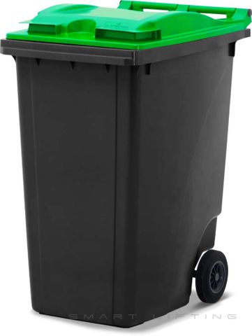 MGB360-KL // Simpro 360L Wheelie Bin, Black/Lime HDPE, with 2x 200mm inset wheels