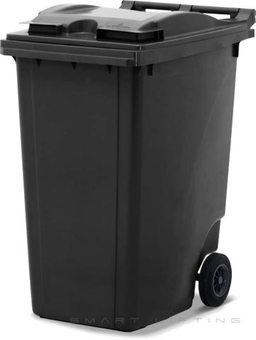 MGB360-KK // Simpro 360L Black Wheelie Bin, HDPE, with 2x 200mm inset wheels