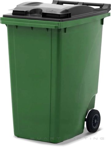 MGB360-GK // Simpro 360L Wheelie Bin, Green/Black HDPE, with 2x 200mm inset wheels