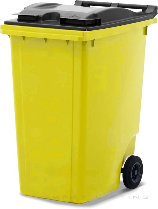 MGB360-YK // Simpro 360L Wheelie Bin, Yellow/Black HDPE, with 2x 200mm inset wheels