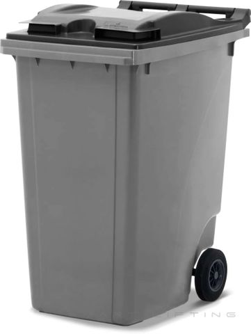 MGB360-SK // Simpro 360L Silver/Black Wheelie Bin, HDPE, with 2x 200mm inset wheels