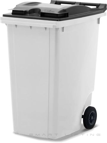 MGB360-WK // Simpro 360L Wheelie Bin, White/Black HDPE, with 2x 200mm inset wheels