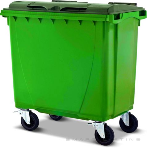 MGB660-LG // Simpro 660L Lime/Green Wheelie Bin, HDPE, with 4x 200mm castors