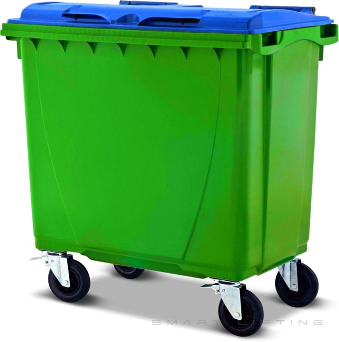 MGB660-LB // Simpro 660L Lime/Blue Wheelie Bin, HDPE, with 4x 200mm castors