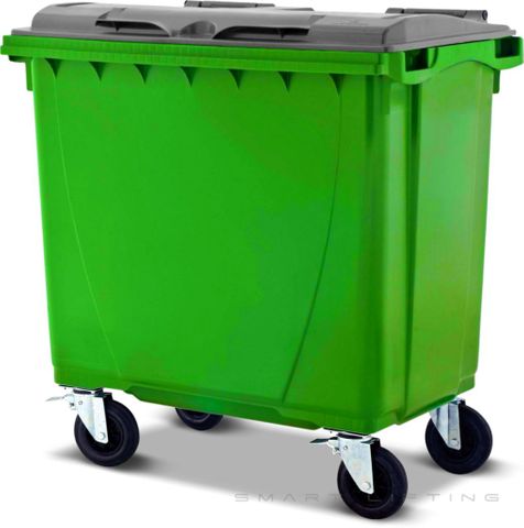 MGB660-LS // Simpro 660L Lime/Silver Wheelie Bin, HDPE, with 4x 200mm castors