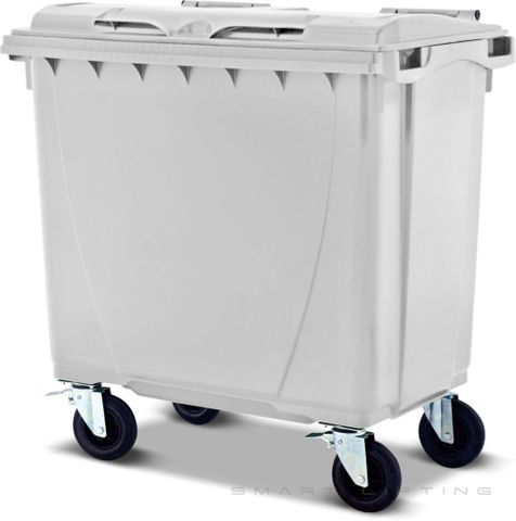 MGB660-WW // Simpro 660L Wheelie Bin, White HDPE, with 4x 200mm castors