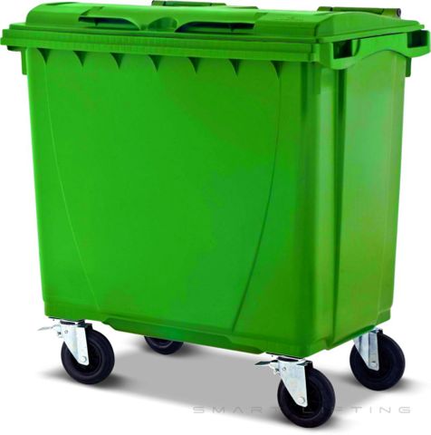 MGB660-LL // Simpro 660L Lime Wheelie Bin, HDPE, with 4x 200mm castors