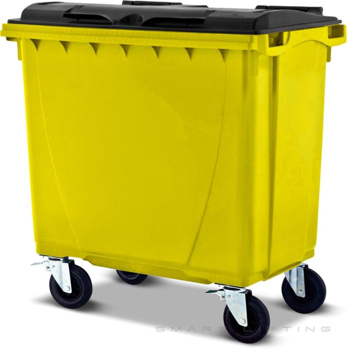 MGB660-YK // Simpro 660L Yellow/Black Wheelie Bin, HDPE, with 4x 200mm castors