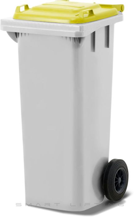 MGB80-WY // Simpro 80L White/Yellow Wheelie Bin, HDPE, with 2x 200mm outset wheels