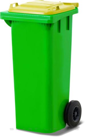 MGB80-LY // Simpro 80L Wheelie Bin, Lime/Yellow HDPE, with 2x 200mm outset wheels