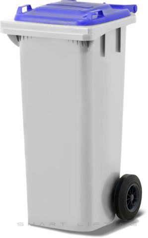 MGB80-WB // Simpro 80L White/Blue Wheelie Bin, HDPE, with 2x 200mm outset wheels