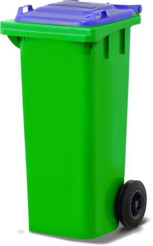 MGB80-LB // Simpro 80L Lime/Blue Wheelie Bin, HDPE, with 2x 200mm outset wheels