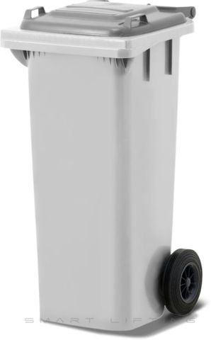 MGB80-WS // Simpro 80L White/Silver Wheelie Bin, HDPE, with 2x 200mm outset wheels