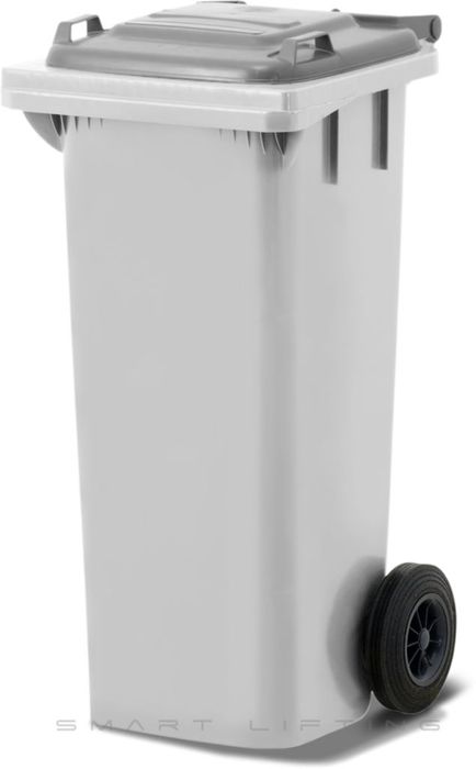 MGB80-WS // Simpro 80L White/Silver Wheelie Bin, HDPE, with 2x 200mm outset wheels