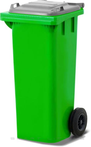 MGB80-LS // Simpro 80L Lime/Silver Wheelie Bin, HDPE, with 2x 200mm outset wheels