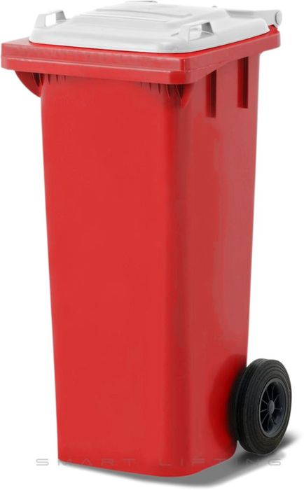 MGB80-RW // Simpro 80L Red/White Wheelie Bin, HDPE, with 2x 200mm outset wheels