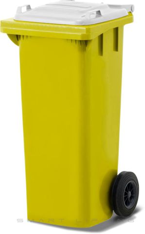 MGB80-YW // Simpro 80L Wheelie Bin, Yellow/White HDPE, with 2x 200mm outset wheels