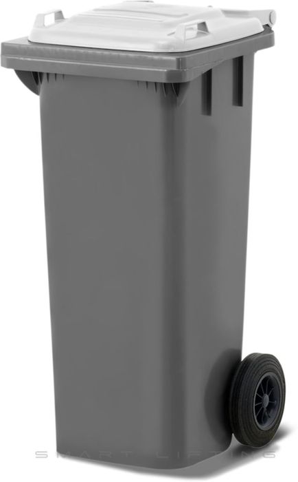 MGB80-SW // Simpro 80L Silver/White Wheelie Bin, HDPE, with 2x 200mm outset wheels