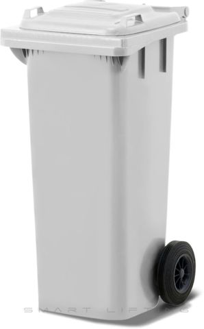 MGB80-WW // Simpro 80L Wheelie Bin, White HDPE, with 2x 200mm outset wheels