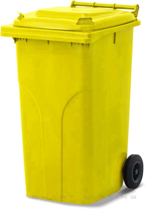 MGB240-YY // Simpro 240L Yellow Wheelie Bin, HDPE, with 2x 200mm outset wheels