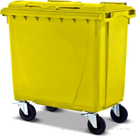 MGB660-YY // Simpro 660L Wheelie Bin, Yellow HDPE, with 4x 200mm castors