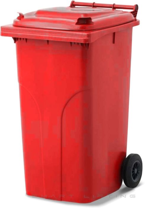 MGB240-RR // Simpro 240L Wheelie Bin, Red HDPE, with 2x 200mm outset wheels