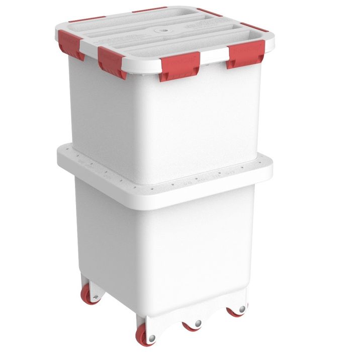 FC180UTR // Foodcap Ultratuff ingredient-handling capsule with Red clips and wheels