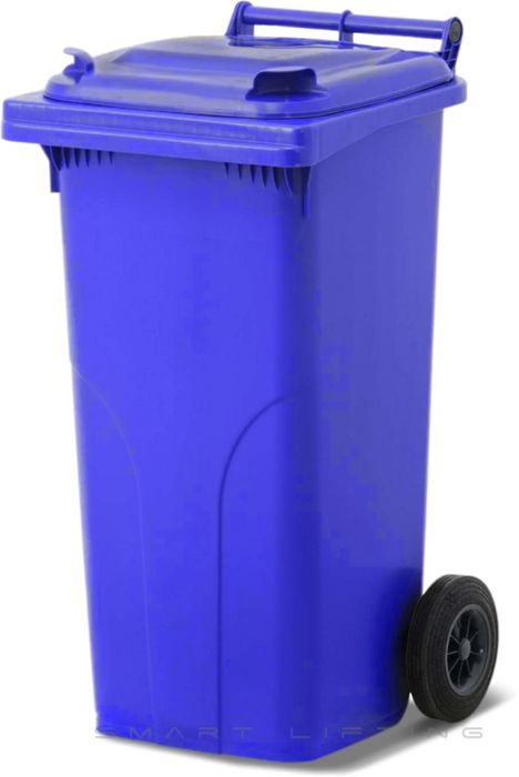 MGB120-BB // Simpro 120L Blue Wheelie Bin, HDPE, with 2x 200mm outset wheels